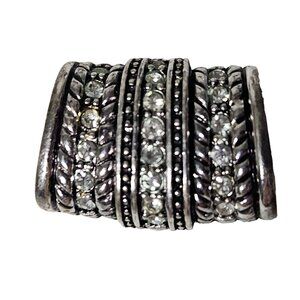 Vintage Silver Tone Crystal Accent Slider Bead DIY Jewelry Necklace Making Women